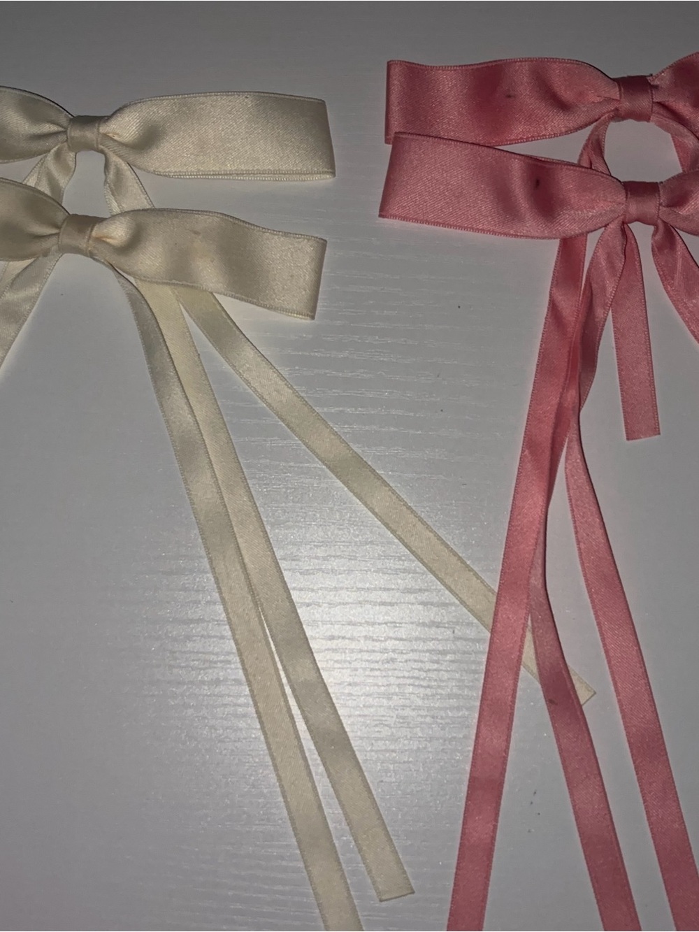 Marshalls Cream and Pink Ribbon Hair Bows
